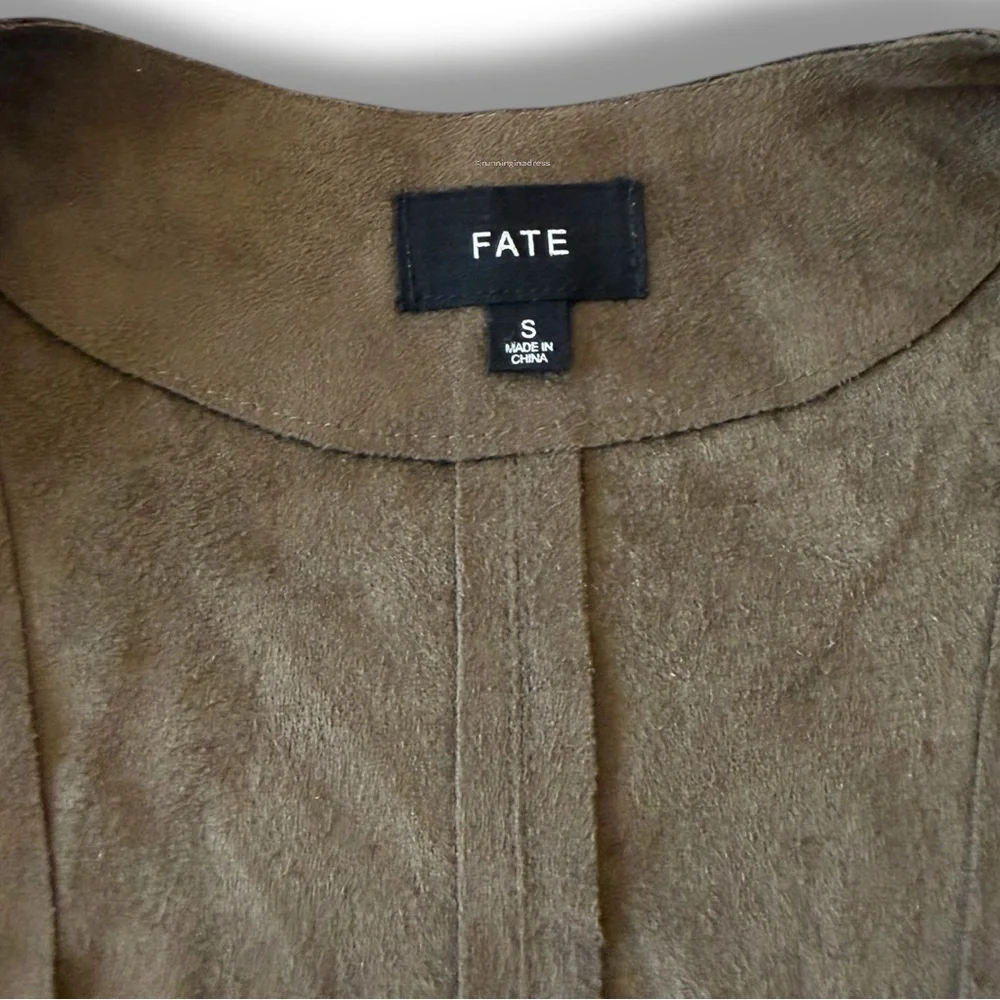 FATE Woodstock Olive Green Faux Suede Fringe Vest Western Festival Boho  Small - Picture 11 of 13